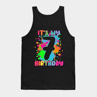 Its My Birthday 7 Years Old Boys Girl Rainbow Tank Top